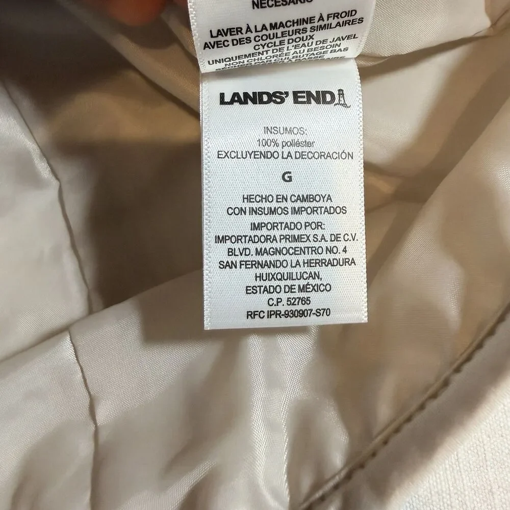 Lands' End Lightweight Hooded Quilted Jacket Tan Women's Size Large full Zip NEW